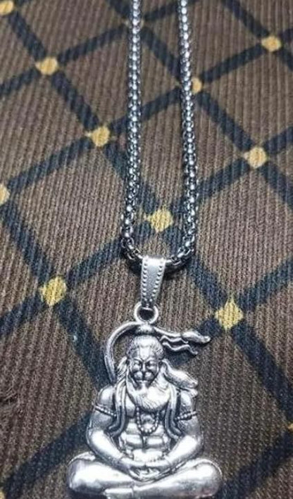 🚩Divine Hanuman Premium  oxidise silver☀️ Locket With Chain - Power, Protection & Peace🚩