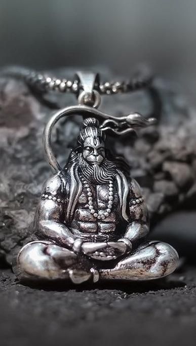 🚩Divine Hanuman Premium  oxidise silver☀️ Locket With Chain - Power, Protection & Peace🚩